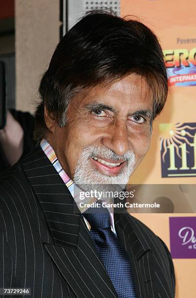 Bollywood actor Amitabh Bachchan arrives for the International Indian Film Academy Awards launch party held at Madame Tussauds on March 28, 2007 in...