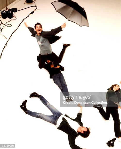 Music band Soundgarden members Chris Cornell, Kim Thayil, Matt Cameron and Ben Shepherd pose during a photo shoot held in 1997 in Seattle, Washington.
