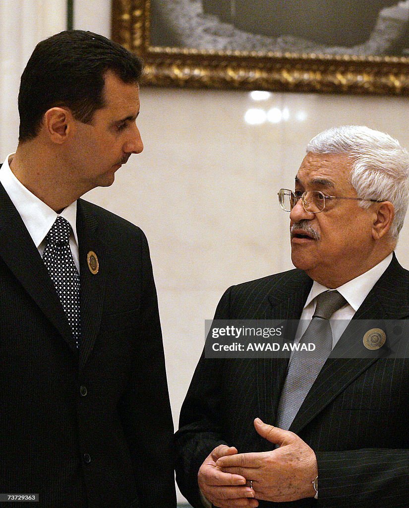 Abbas R Palestinian president Mahmud Abbas speaks to his Syrian counterpart ...