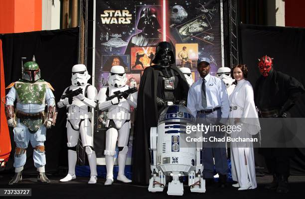 Star Wars characters Boba Fett, Imperial Stormtroopers, Darth Vader, R2D2, Princess Leia, Darth Maul and Postman Neosia Morris help the United States...