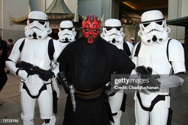 Star Wars characters Imperial Stormtroopers and Darth Maul help the United States Post Office celebrate the 30th anniversary of Star Wars with a...