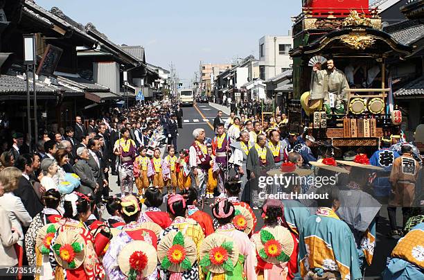 In this handout image released from Saitama Prefectural Office, Swedish King Carl XVI Gustaf, Queen Silvia , Japanese Emperor Akihito and Empress...