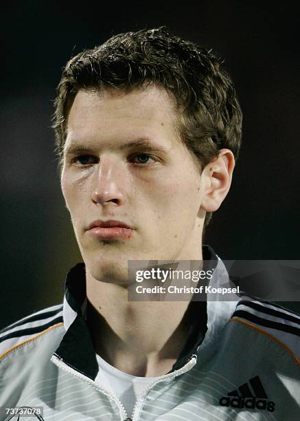 Robert Flessers of Germany looks on before the Under 21 international friendly between Germany and Czech Republic at the Paul-Janes stadium on March...