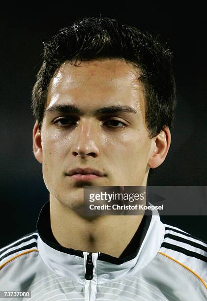 Mats Hummels of Germany looks on before the Under 21 international friendly between Germany and Czech Republic at the Paul-Janes stadium on March 27,...