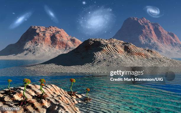 the surface of distant alien planet. - sandstone stock illustrations