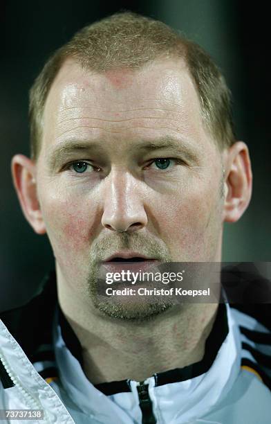 Head coach Dieter Eilts of Germany looks on during the Under 21 international friendly between Germany and Czech Republic at the Paul-Janes stadium...