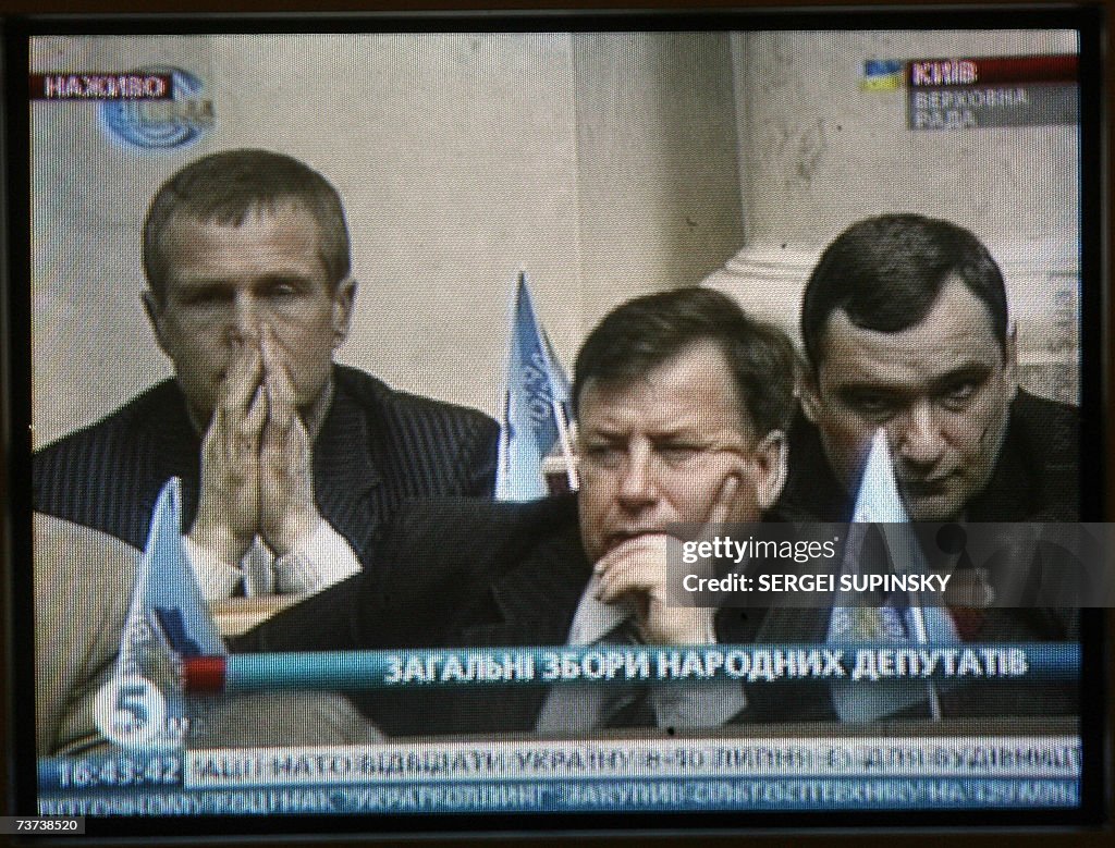 An Ukrainian 5 channel TV grab shows re...