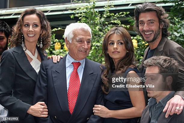 Actress Anna Kanakis, producer Fulvio Lucisano, Spanish actress Monica Cruz, actor Daniele Liottie and actor Vincenzo Bocciarelli pose during the...