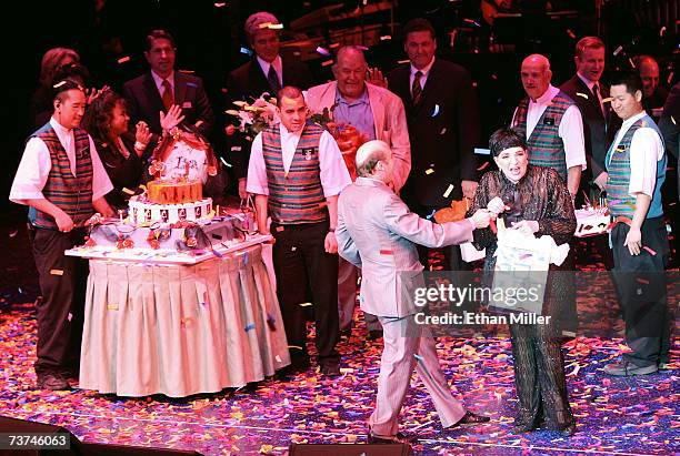 Joey Luft celebrates with his half-sister, entertainer Liza Minnelli , after she performed the first concert of her three-night run at the Luxor...