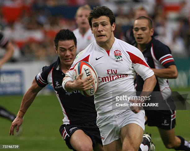 England player Danny Care runs for a try at the Cathay Pacific Credit Suisse Hong Kong Sevens in Hong Kong 30 March 2007. England beat Hong Kong...
