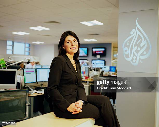 Barbara Serra is pictured in the studio at Al Jazeera TV where she is one of the launch faces of the new English-language, International news...