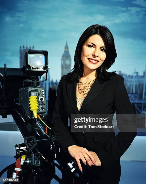 Barbara Serra is pictured in the studio at Al Jazeera TV where she is one of the launch faces of the new English-language, International news...