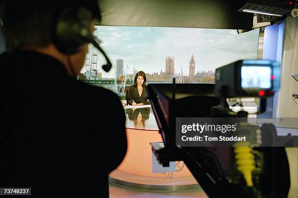 Barbara Serra is pictured in the studio at Al Jazeera TV where she is one of the launch faces of the new English-language, International news...