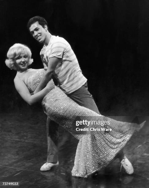 Popular English singer Kathy Kirby practises a dance routine with Peter Gordeno for her upcoming BBC programme 'The Kathy Kirby Show', 16th April...