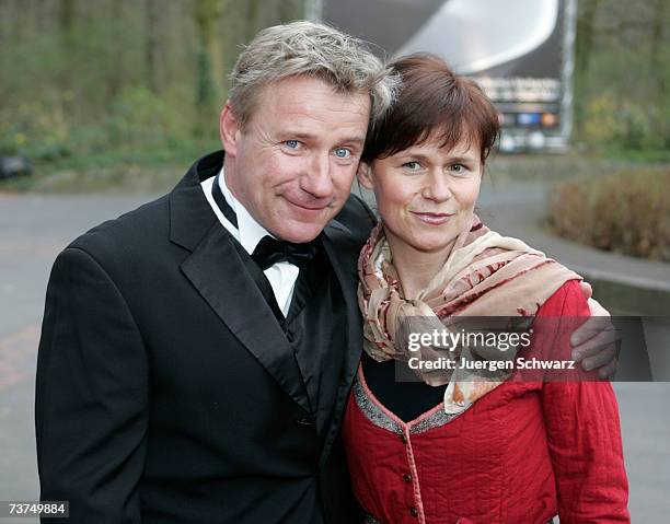 Actor Joerg Schuettauf and his wife Martina pose March 30, 2007 in Marl, Germany. Schuettauf is going to receive the Adolf Grimme Award 2007 fohis...