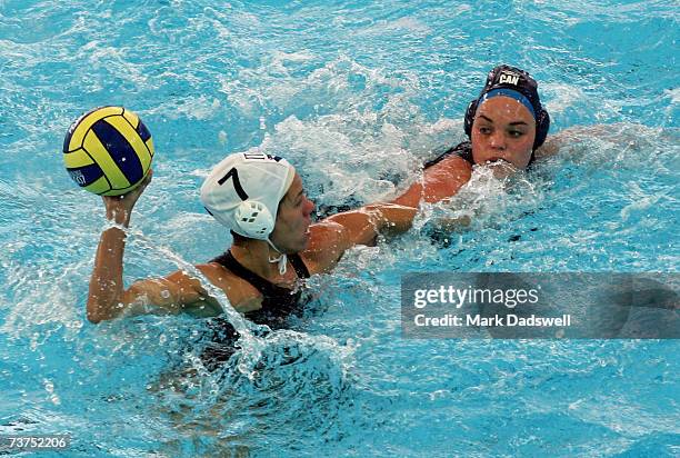 Tania Di Mario of Italy in action during the Women's 5th-6th Place Water Polo match between Italy and Canada at the Melbourne Sports & Aquatic Centre...