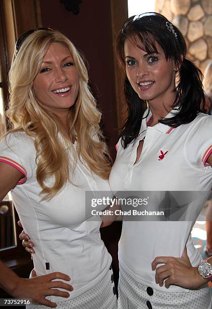 Playmates Brande Broderick and Karen McDougal attend the 7th Annual Playboy Golf Scramble championship finals at Lost Canyons Golf Club on March 30,...
