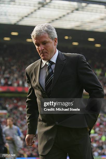 Mark Hughes the manager of Blackburn during the Barclays Premiership match between Manchester United and Blackburn Rovers at Old Trafford on March...