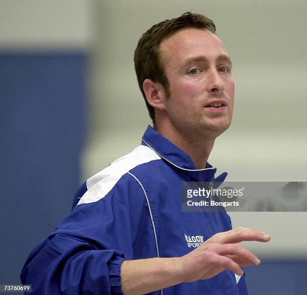 Jens Hoffmann, the FK Pirmasens coach, instructs his team during the Futsal Cup at the Sportschool Kaiserau on April 01, 2007 in Bergkamen, Germany.