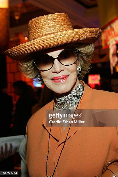 Phyllis McGuire of the McGuire Sisters singing trio poses at the after party for the premiere of "Monty Python's Spamalot" at The Grail Theater at...