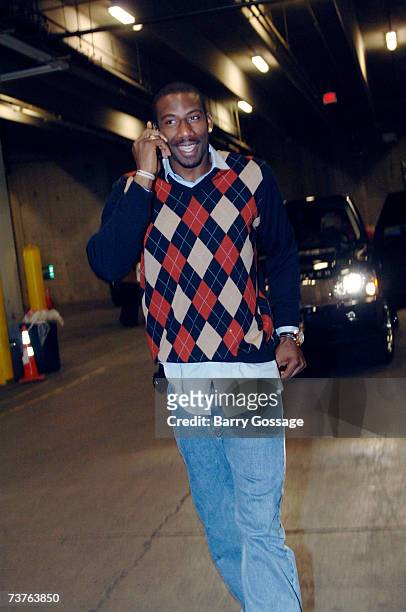 Amare Stoudemire of the Suns arrives to the game as the Phoenix Suns will host the Dallas Mavericks in an NBA game played on April 1 at U.S. Airways...