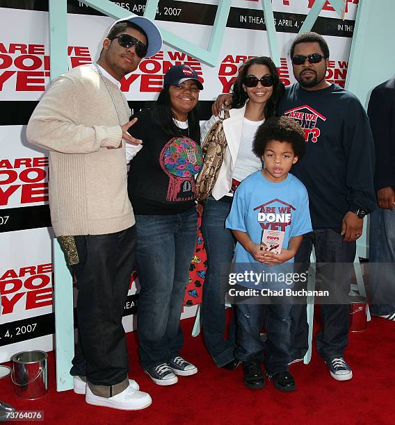 Actor/rapper Ice Cube and his family arrive at the Sony Pictures premiere of the film 'Are We Done Yet?' at The Mann Village Theatre April 1, 2007 in...