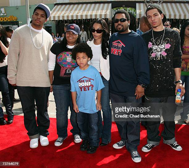 Actor/rapper Ice Cube and his family arrive at the Sony Pictures premiere of the film 'Are We Done Yet?' at The Mann Village Theatre April 1, 2007 in...