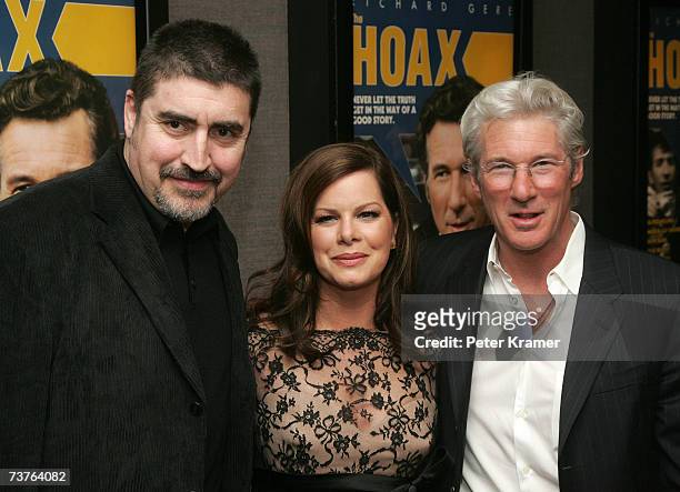 Actors Alfred Molina, Marcia Gay Harden and Richard Gere attend Miramax Films premiere of "The Hoax" at Cinema 1 3 on April 1, 2007 in New York City.