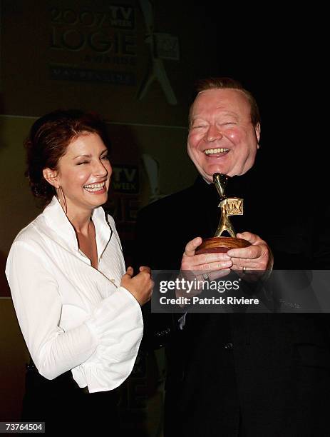 Actress Simmone Jade Mackinnon and TV Host Bert Newton attend the nominations announcement for the 2007 TV Week Logie Awards, at Luna Park on April...