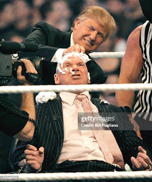 Chairman Vince McMahon has his head shaved by Donald Trump after losing a bet in the Battle of the Billionaires at the 2007 World Wrestling...