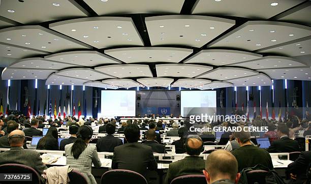 General view taken 02 April 2007 shows the opening session of Intergovernmental Panel on Climate Change at EU headquarters in Brussels. The European...