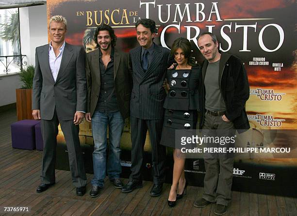 From left: Swedish actor Dolph Lundgren, Italian actor Daniele Liotti, Italian director Giulio Base, Spanish actors Monica Cruz and Fernando Guillen...