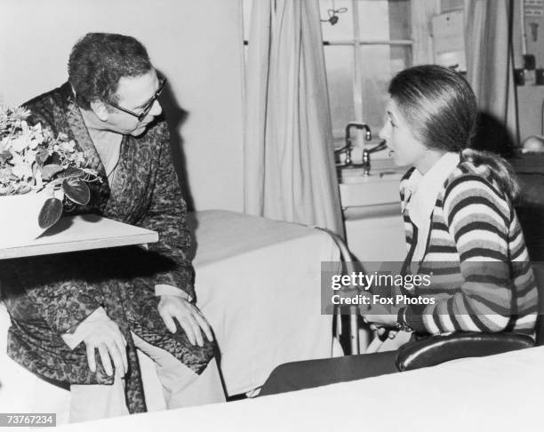 Princess Anne visiting journalist Brian McConnell at St George's Hospital in London after he was shot in the chest while attempting to intervene...