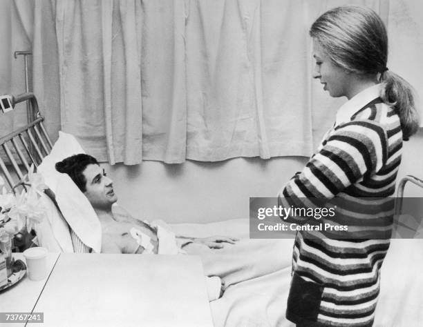 Princess Anne visiting her bodyguard, Inspector James Beaton, at Westminster Hospital in London where he is recovering from gunshot wounds sustained...