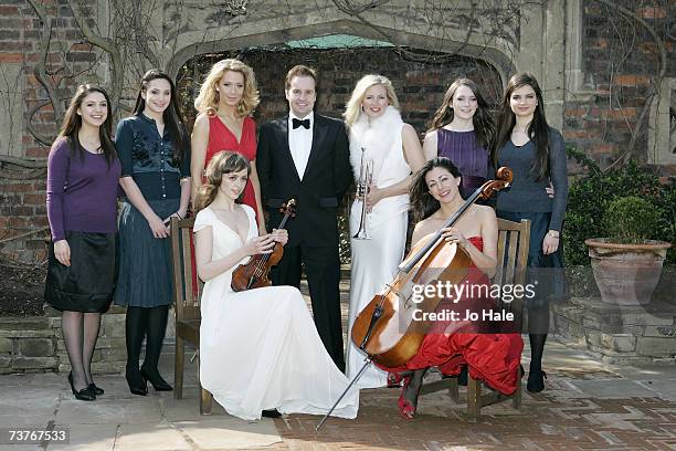 Back row Laura Wright, Daisy Chute, Ruth Palmer,Natasha Marsh,Alfie Boe,Alison Balsom, Charlotte Ritchie, Melanie Nakhla and Natalie Clein pose at a...