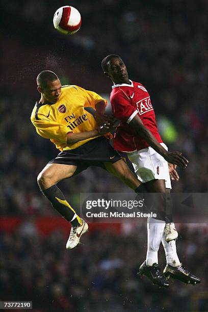 Danny Welbeck of Manchester United Youth challenges Kieran Gibbs during the FA Youth Cup sponsored by E.ON Semi-Final, 2nd Leg match between...