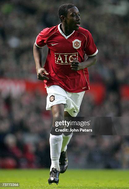 Danny Welbeck of Manchester United in action during the FA Youth Cup semi-final second leg match between Manchester United Under-18s and Arsenal...