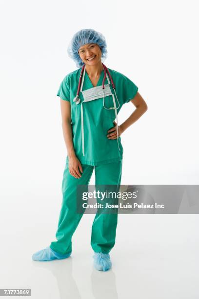 studio shot of asian female doctor - nurse full length stock pictures, royalty-free photos & images