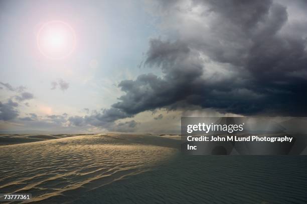 desert with storm clouds - desert sky stock pictures, royalty-free photos & images