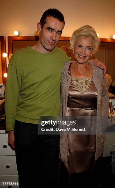 Actress Honor Blackman and director Rufus Norris pose backstage following her and Kim Medcalf's first night in Cabaret as they replace Anna Maxwell...