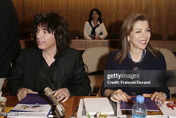 Jean Michel Jarre and Her Royal Highness Princess Firyal of Jordan attend the UNESCO Goodwill Ambassadors annual meeting at the UNESCO on April 3,...