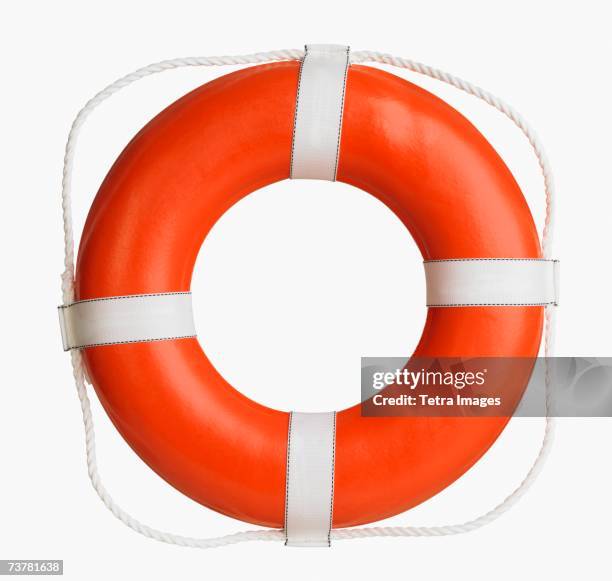 studio shot of boat life preserver - cinturón salvavidas fotografías e imágenes de stock