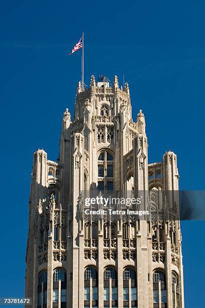 tribune tower chicago illinois usa - tribune tower stockfoto's en -beelden