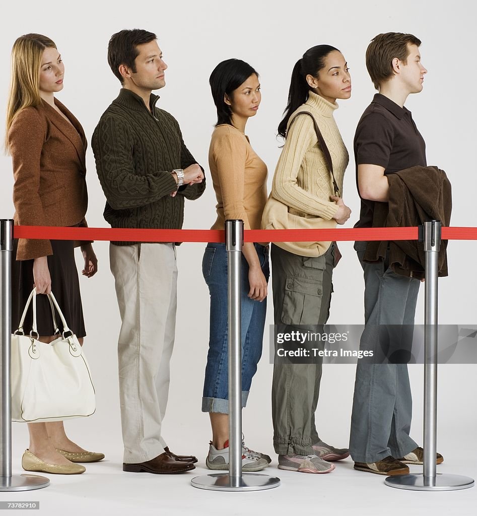 Line People Getting Help Impatient People In Line