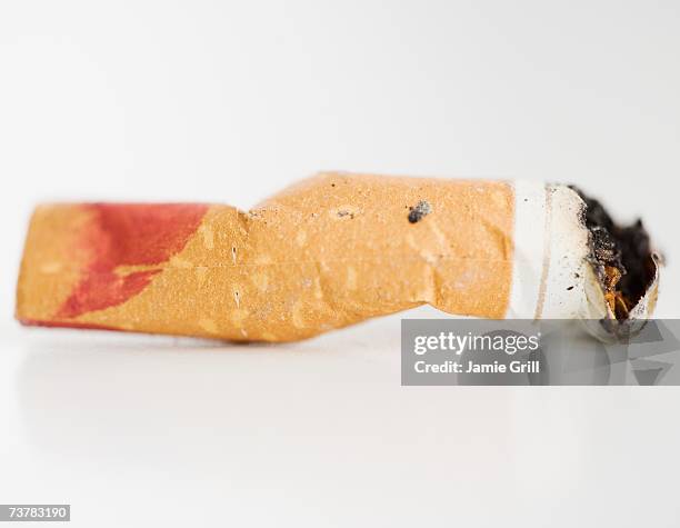 extreme close-up of a cigarette butt - broken cigarette stock pictures, royalty-free photos & images