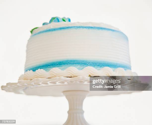 decorated cake on pedestal - cake isolated stock pictures, royalty-free photos & images