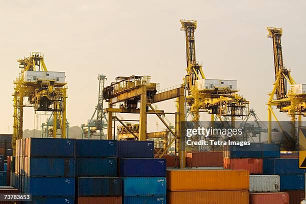 keppel harbour port of singapore tanjong pagar singapore - tanjong pagar stock pictures, royalty-free photos & images