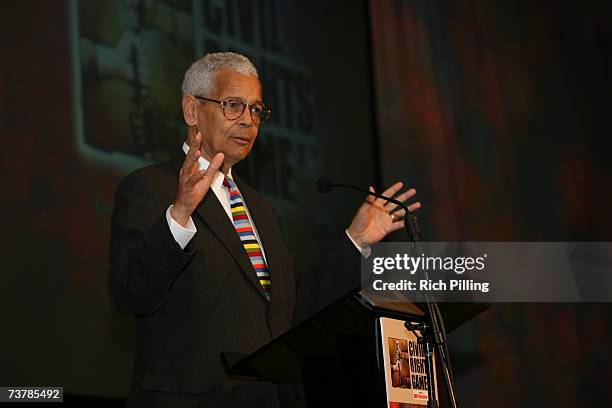 Julian Bond, Chairman of the NAACP speaks during the MLB Beacon Awards Luncheon at the Peabody Hotel in Memphis, Tennessee on March 31, 2007.