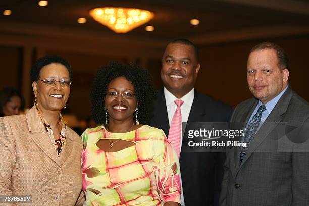 Claire Smith, Wendy Lewis, Ken Shropshire & Tom Shaw pose during the MLB Beacon Awards Luncheon at the Peabody Hotel in Memphis, Tennessee on March...
