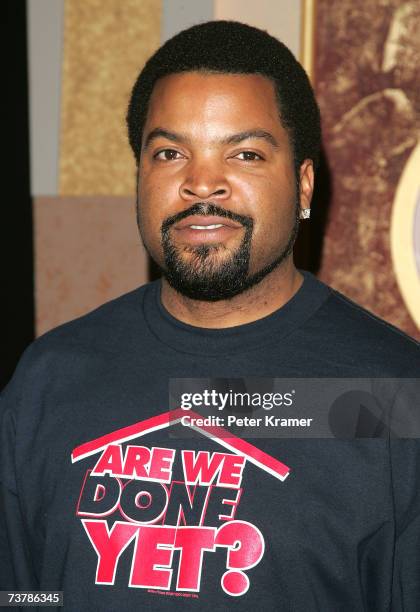 Ice Cube poses at a promotional event for his new movie "Are We Done Yet?" at the Apollo Theater April 3, 2007 in New York City.